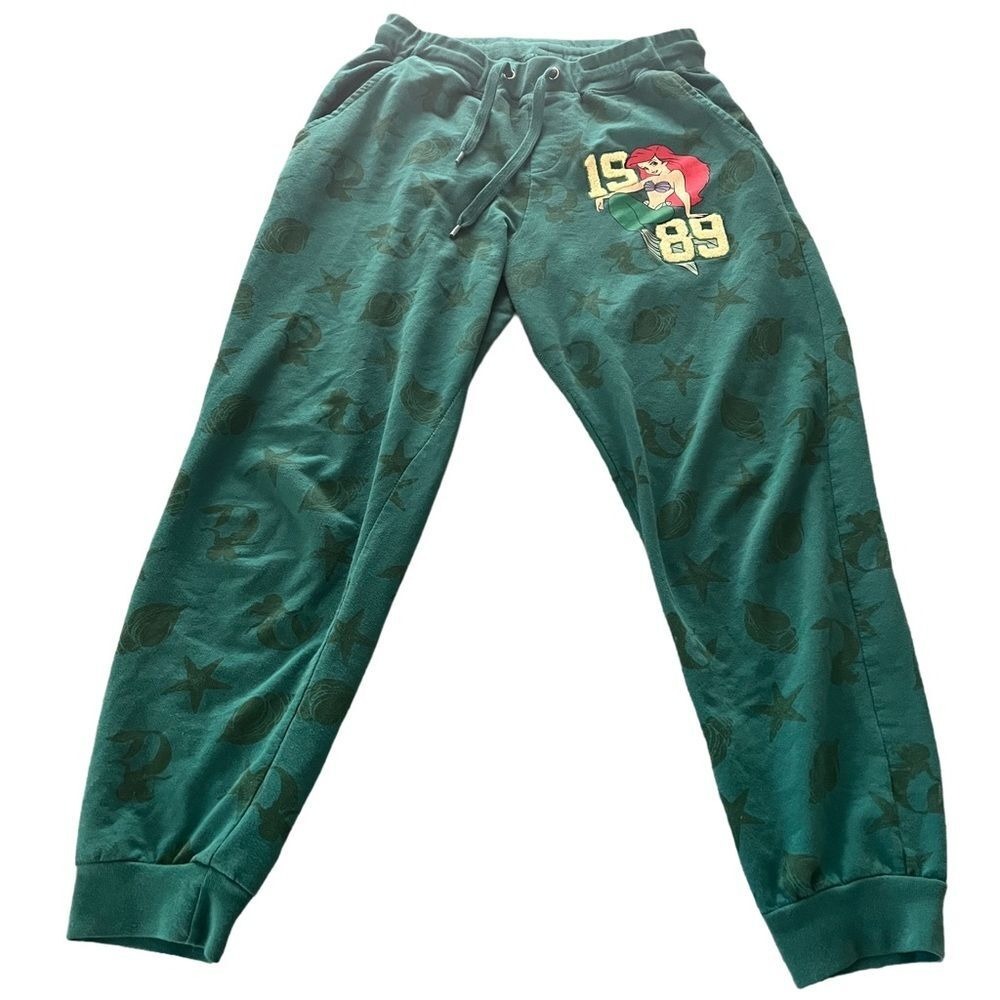 Disney Little Mermaid Ariel 1989 Graphic Sweatpants Kids XL Green‎ Shells